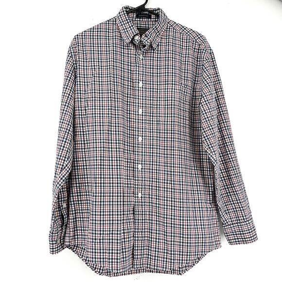 Pendleton Bridgeport blue red check long sleeve button front shirt (M) - Picture 1 of 6